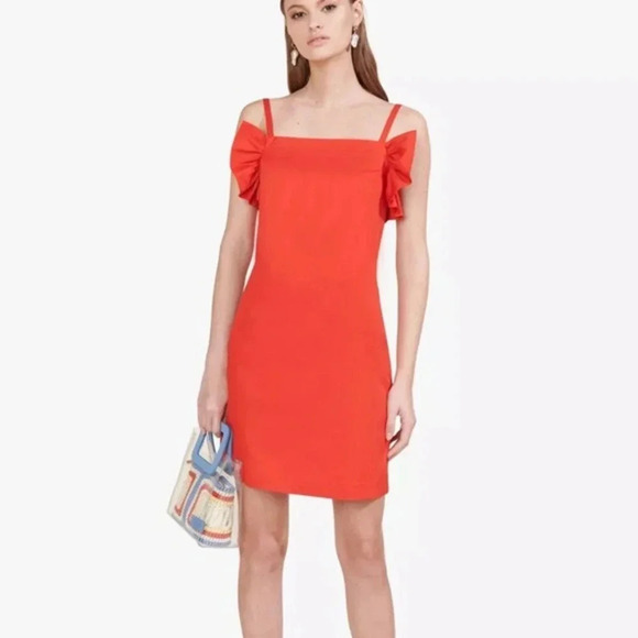 Staud Harbor Mini Dress Tomato Red Size M NWT - Picture 2 of 9